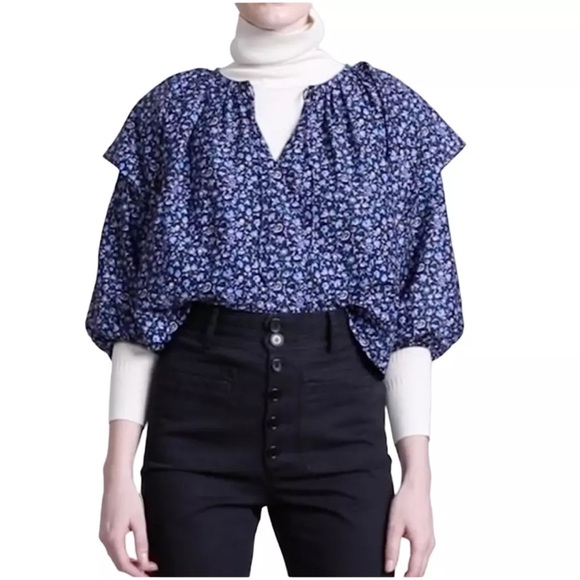NWT APIECEAPART Leafy Floral blouse L size - Picture 1 of 9